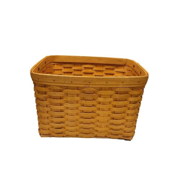 LONGABERGER 2002 Newspaper Basket, Plastic Liner Protector, Leather Handles EUC - Picture 7 of 15